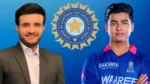 Sourav Ganguly and Vaibhav Sooryavanshi pictured alongside the BCCI logo, highlighting Indian cricket leadership and emerging young talent.