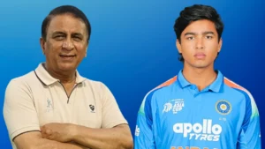 Sunil Gavaskar and India U-19 cricketer Vaibhav Sooryavanshi featured in a composite image highlighting two generations of Indian cricket.
