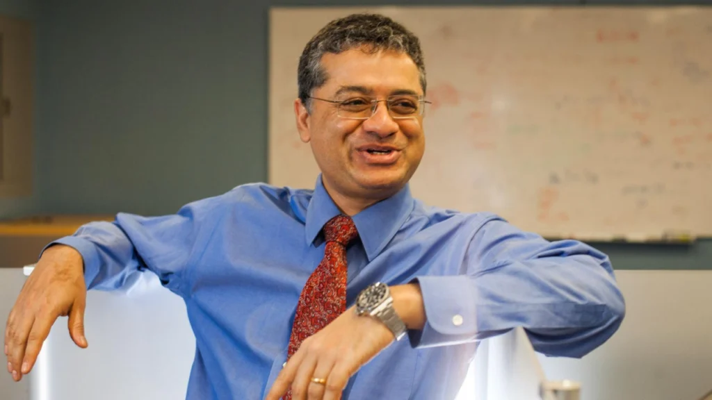 Vishal Misra, Columbia University professor and San Francisco Unicorns Dean of Cricket Analytics, speaking in an office setting.