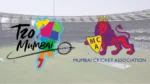 Wankhede Stadium background featuring the Mumbai League T20 and Mumbai Cricket Association (MCA) logos ahead of the domestic T20 cricket tournament in Mumbai.