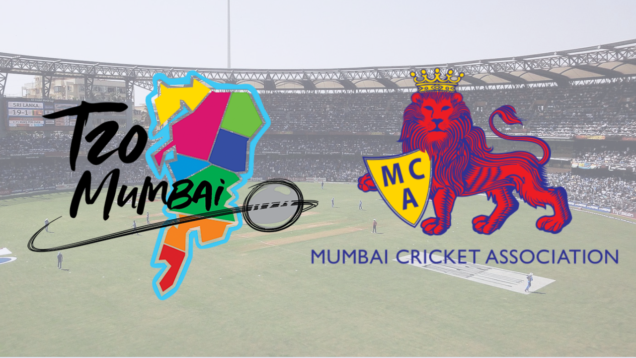 Wankhede Stadium background featuring the Mumbai League T20 and Mumbai Cricket Association (MCA) logos ahead of the domestic T20 cricket tournament in Mumbai.