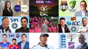 Collage highlighting major cricket news featuring ICC, BCCI, Cricket Australia, ECB, CPL, BBL, WCA, IPL, and leading cricket administrators, coaches, and players.