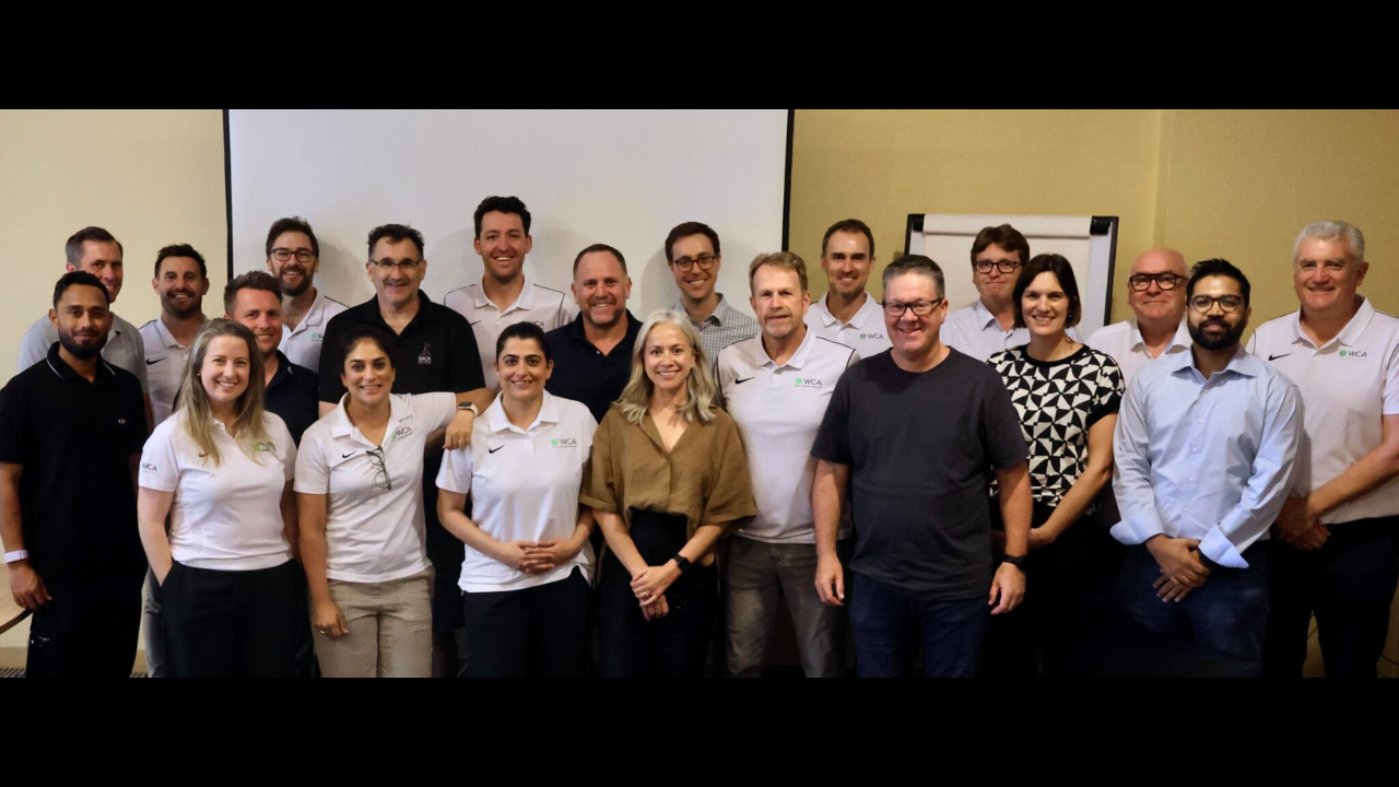 World Cricketers’ Association (WCA) players’ association leaders and representatives pose for a group photo during a WCA meeting and conference.