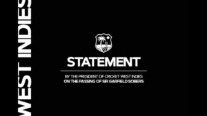 Cricket West Indies statement announcing the passing of Sir Garfield Sobers, issued by the organization's president.