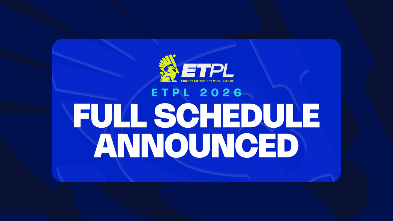 Promotional graphic announcing the full schedule for the European T20 Premier League (ETPL) 2026 season.