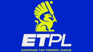 Official logo of the European T20 Premier League (ETPL), the franchise T20 cricket tournament featuring teams from Ireland, Scotland and the Netherlands.