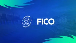 London Spirit announces a sponsorship partnership with FICO, featuring the London Spirit and FICO logos on promotional branding ahead of The Hundred cricket competition.