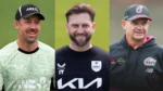 Luke Ronchi, Jim Troughton and Matthew Mott in a composite image highlighting the three prominent cricket coaches following their latest coaching appointments and roles in international and domestic cricket.