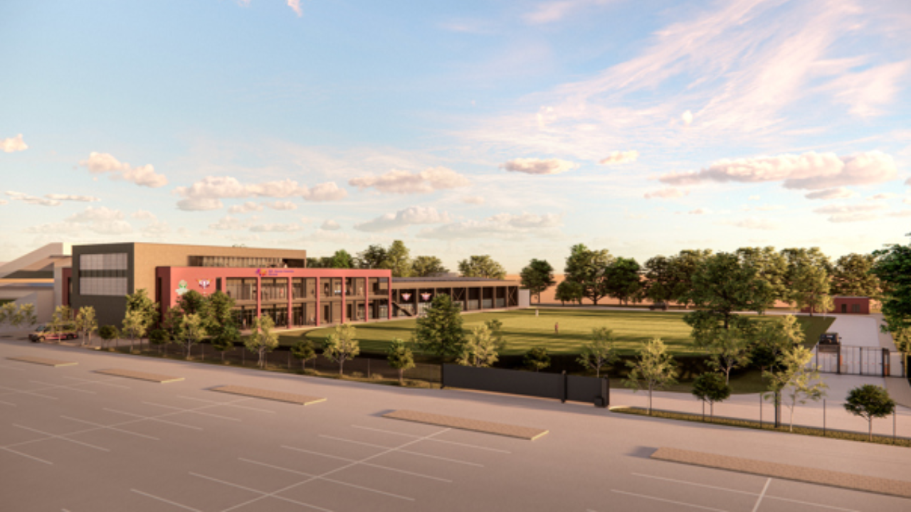 Artist’s impression of the Manchester Super Giants' proposed High-Performance Cricket Centre redevelopment following the acquisition of land for the new training and cricket facility.
