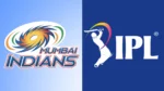 Mumbai Indians and Indian Premier League (IPL) logos displayed side by side on a blue background.