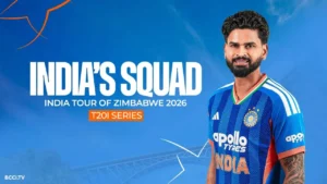 Shreyas Iyer in India's T20 jersey featured in the announcement for India's squad for the Zimbabwe Tour 2026 T20I series.