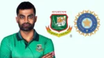 Former Bangladesh captain Tamim Iqbal pictured alongside the Bangladesh Cricket Board (BCB) and Board of Control for Cricket in India (BCCI) logos.