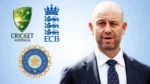 Todd Greenberg alongside the Cricket Australia, England and Wales Cricket Board (ECB), and Board of Control for Cricket in India (BCCI) logos, highlighting collaboration between the three major cricket governing bodies.