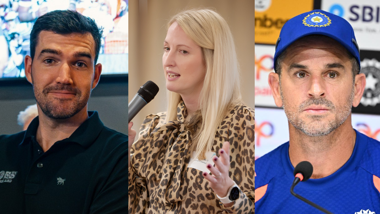 Tom Cosgrove, Rachel Lewis and Ryan ten Doeschate, three prominent figures in cricket administration and coaching, pictured in a composite image highlighting recent leadership appointments.
