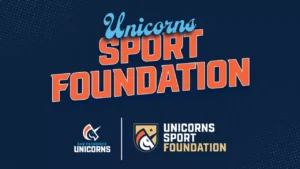 Unicorns Sport Foundation logo alongside the San Francisco Unicorns logo promoting the launch of the cricket team's charitable sports foundation.