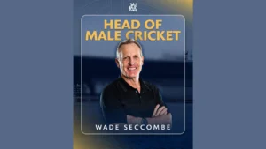 Wade Seccombe announced as Head of Male Cricket by Cricket Victoria in an official appointment graphic.