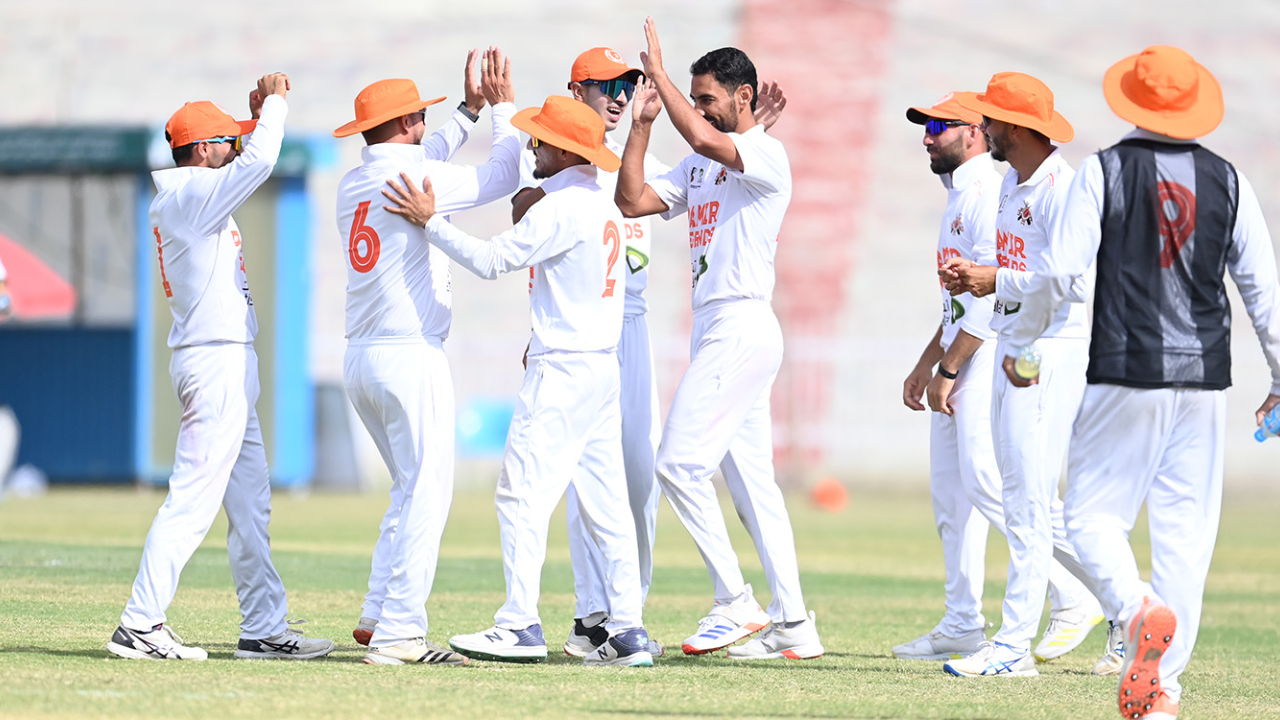 Afghanistan cricketers celebrate during the Ahmad Shah Abdali First Class Tournament 2026