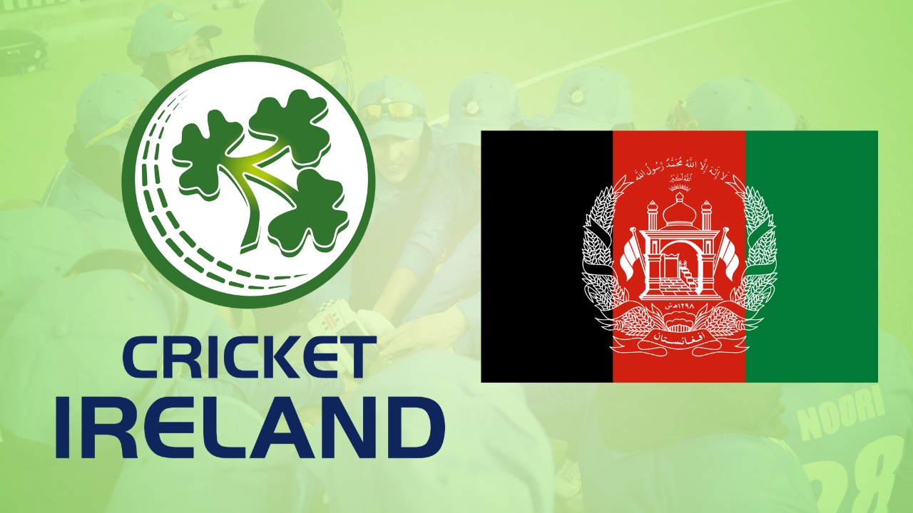 Afghanistan women’s cricket team pictured in a graphic with the Cricket Ireland logo and Afghanistan flag.