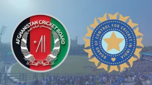 Arun Jaitley Stadium featuring Afghanistan Cricket Board (ACB) and BCCI logos.