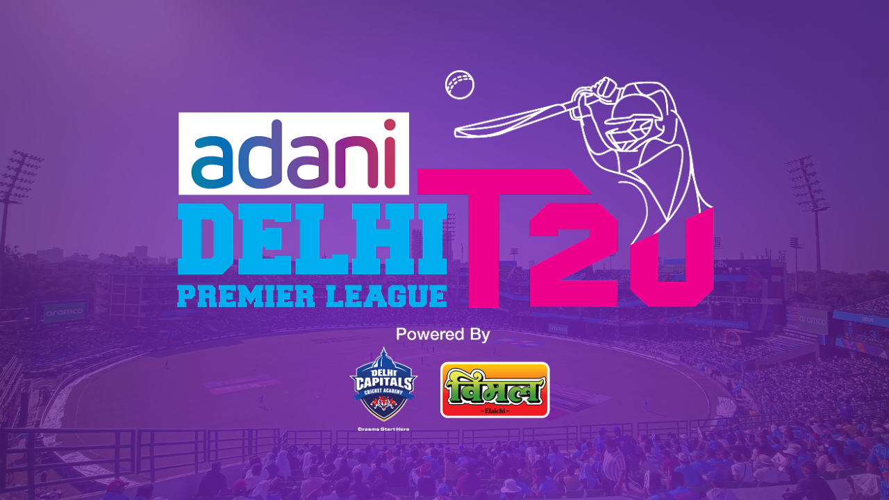Delhi Premier League logo displayed over Arun Jaitley Stadium in Delhi