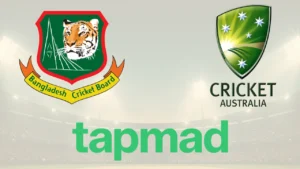 Bangladesh Cricket Board, Cricket Australia and Tapmad logos