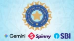 BCCI, Google Gemini, Spinny and SBI Life logos displayed together.