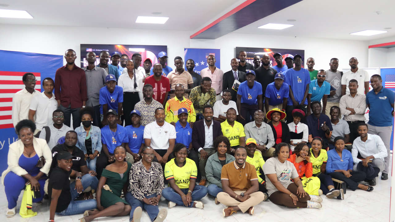 Group photo of participants attending the Beyond the Bats Program at the American Centre in Kampala, Uganda.