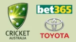Cricket Australia, Bet365 and Toyota logos
