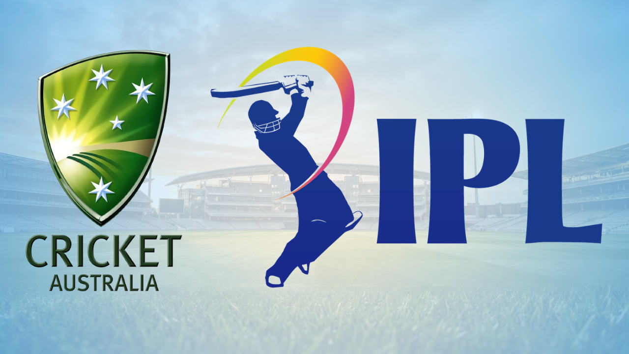 Cricket Australia logo alongside the Indian Premier League (IPL) logo, representing cricket relations, scheduling, or partnership discussions between Australia and the IPL.