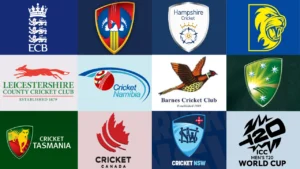 Logos of international and domestic cricket boards, associations and clubs