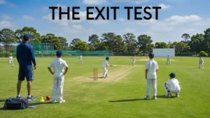 Young cricketers taking part in a cricket exit test on a training ground