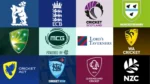 Collage of cricket organisation logos from England, Scotland, Australia and New Zealand