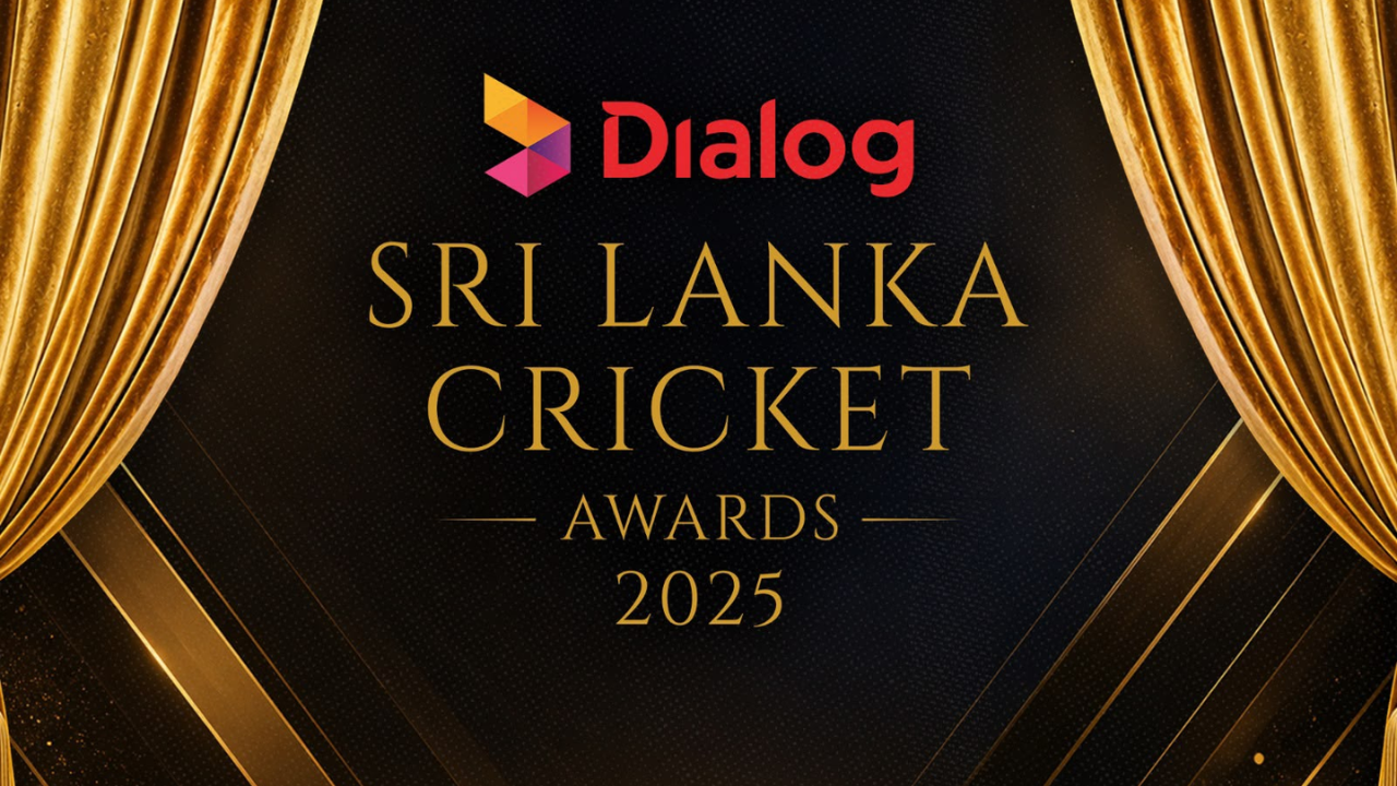 Official promotional graphic for the Dialog Sri Lanka Cricket Awards 2025, celebrating outstanding achievements in Sri Lankan cricket.
