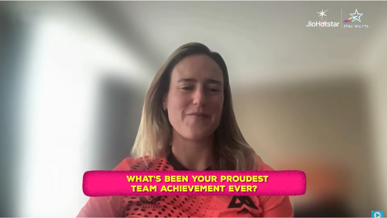 Ellyse Perry discusses her proudest team achievement during an interview