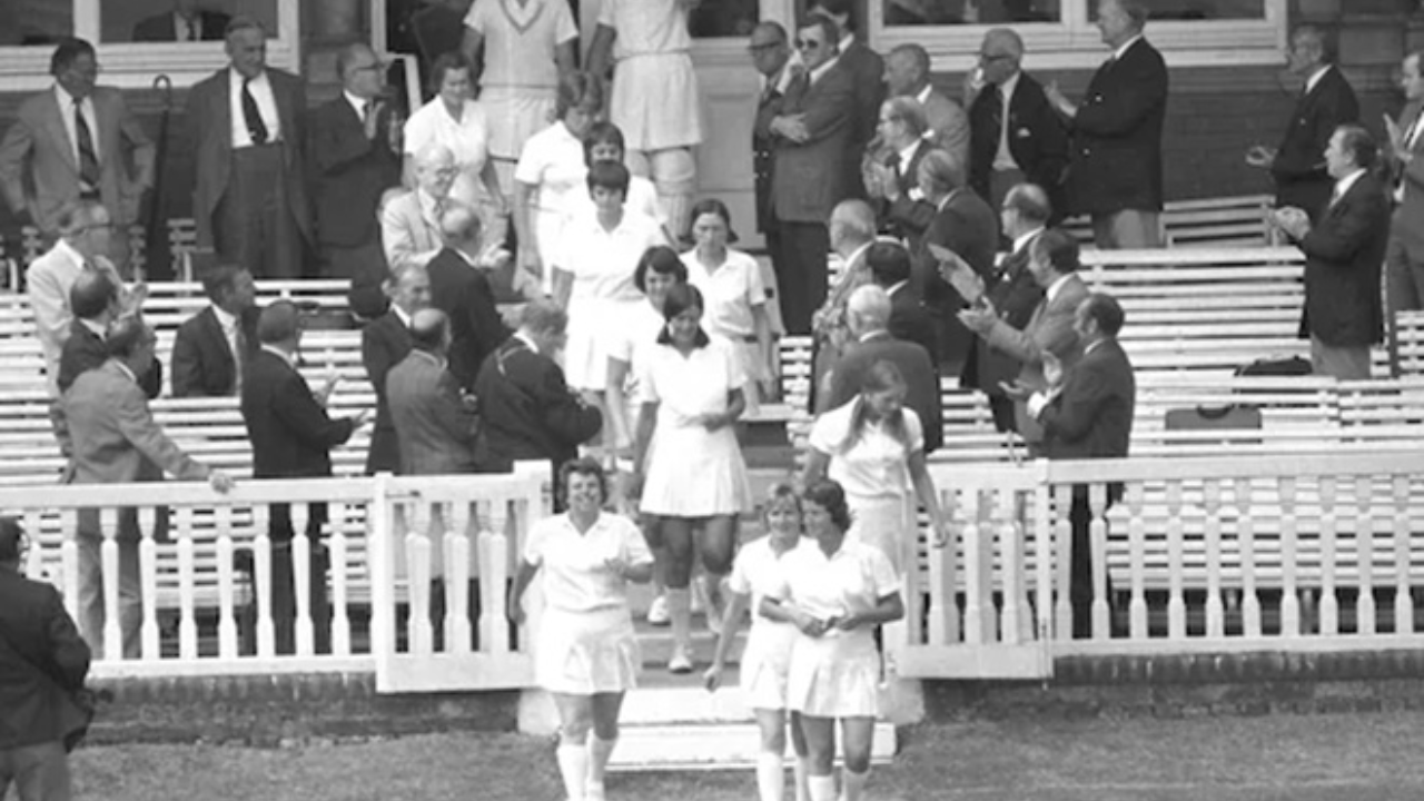 Players leave the pavilion after the first women's international cricket match played at Lord's, the Home of Cricket, marking a historic milestone in women's cricket.