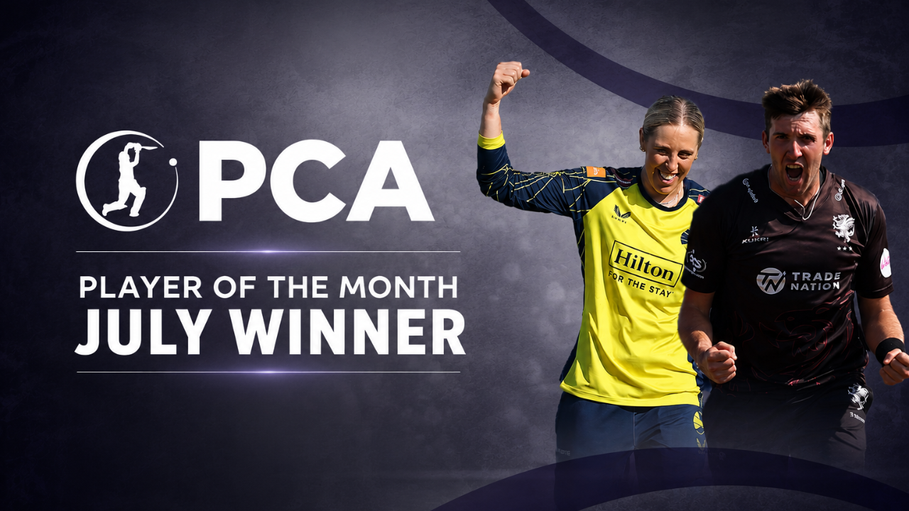 Georgia Adams and Craig Overton, winners of the PCA Player of the Month awards for July