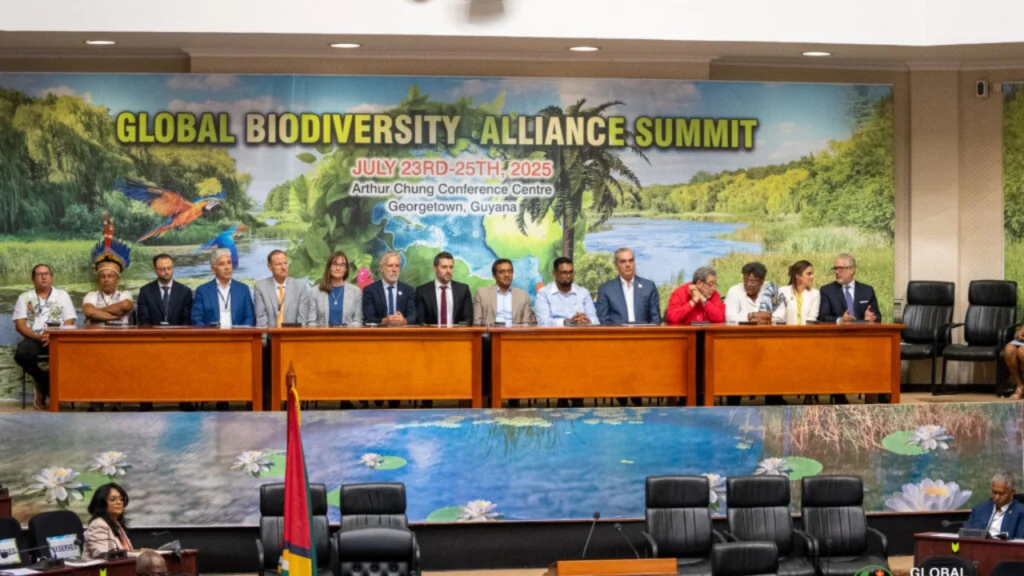 Leaders and delegates gather at the Global Biodiversity Alliance Summit in Georgetown, Guyana, where the Georgetown Declaration was signed in July 2025.