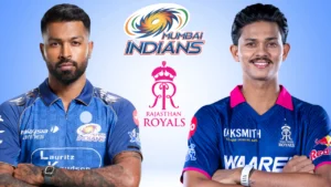 Hardik Pandya and Yashasvi Jaiswal pictured with the Mumbai Indians and Rajasthan Royals logos.