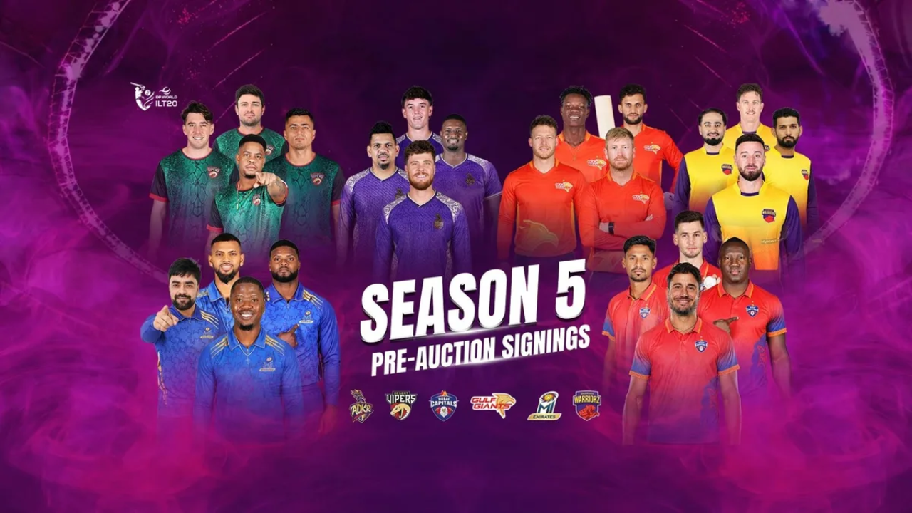 ILT20 Season 5 pre-auction signings featuring players from all six tournament franchises