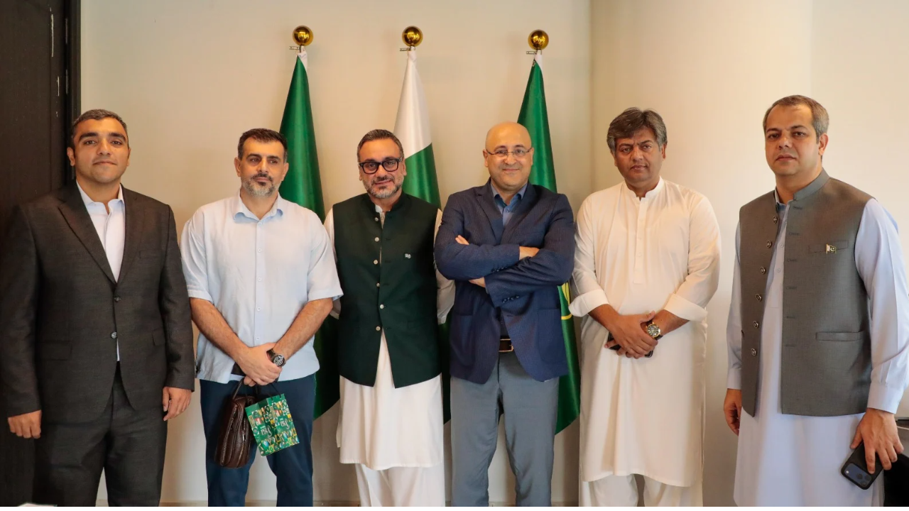 Iran Cricket Association delegation visits PCB headquarters at Gaddafi Stadium with PCB officials Sumair Ahmed Syed and Salman Naseer