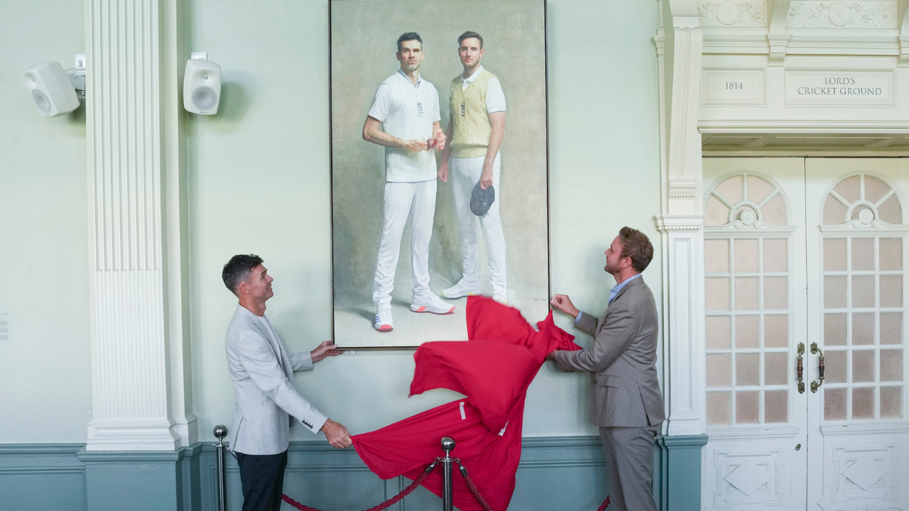 James Anderson and Stuart Broad unveil their portraits at the MCC at Lord’s Cricket Ground.