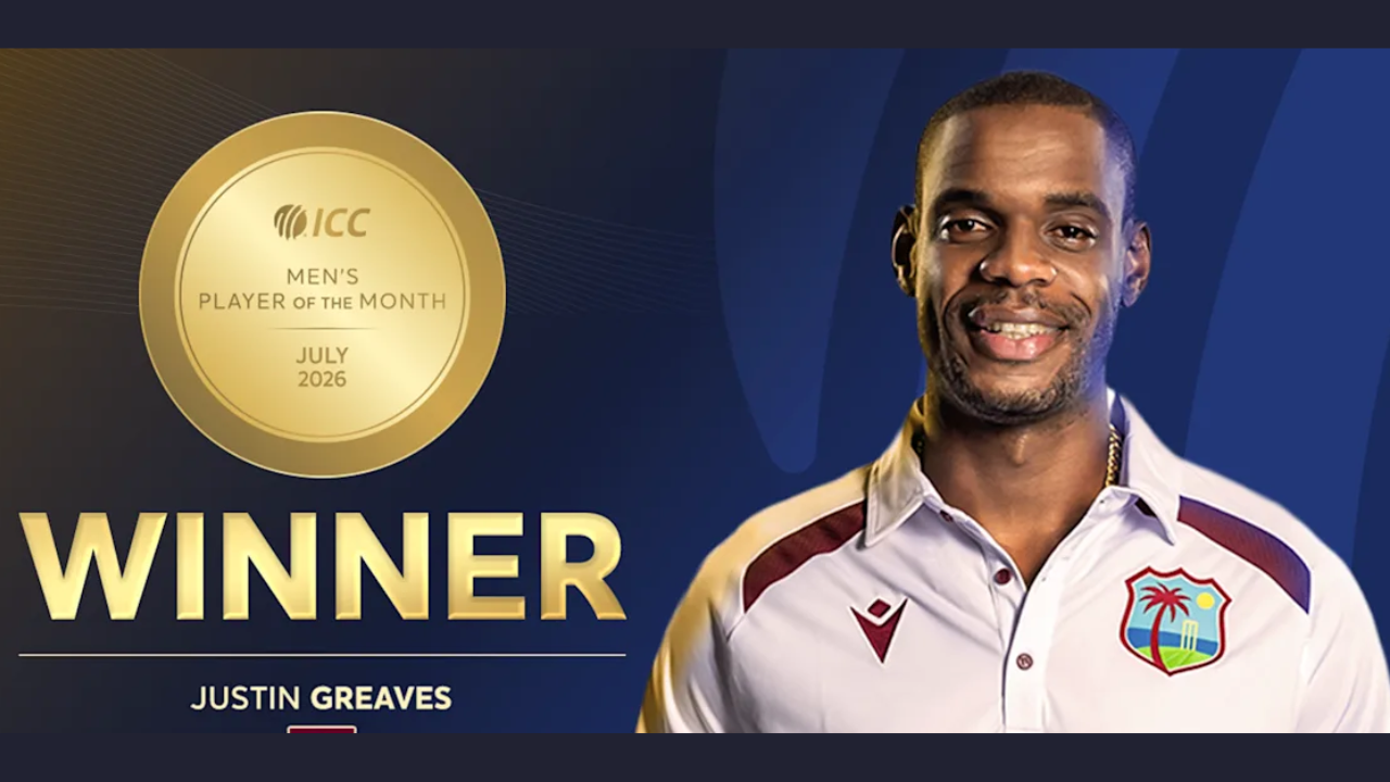 West Indies cricketer Justin Greaves named ICC Men's Player of the Month for July 2026