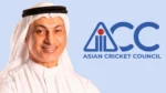 Khalid Al Zarouni pictured alongside the Asian Cricket Council (ACC) logo.