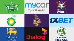 Melbourne Stars and Trinbago Knight Riders logos with CPL, Sri Lanka Cricket, Cricket Ireland and sponsor logos