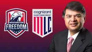 Sanjay Govil with Washington Freedom and Major League Cricket logos