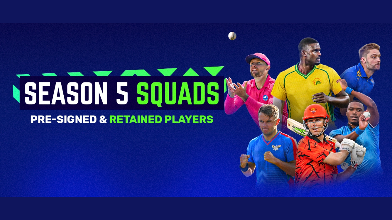 Season 5 squads featuring pre-signed and retained cricket players ahead of the upcoming league season announcement.