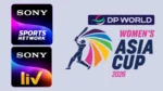 Sony Sports Network, Sony LIV and DP World Women’s Asia Cup 2026 logos.