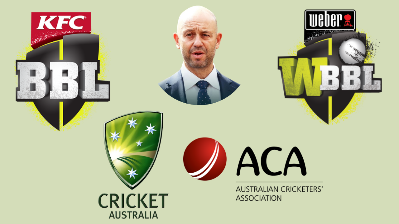 Todd Greenberg with Cricket Australia, BBL, WBBL and Australian Cricketers’ Association logos