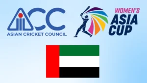 Asian Cricket Council (ACC) and Women's Asia Cup logos alongside the United Arab Emirates (UAE) flag, highlighting the UAE's association with the Women's Asia Cup 2026.