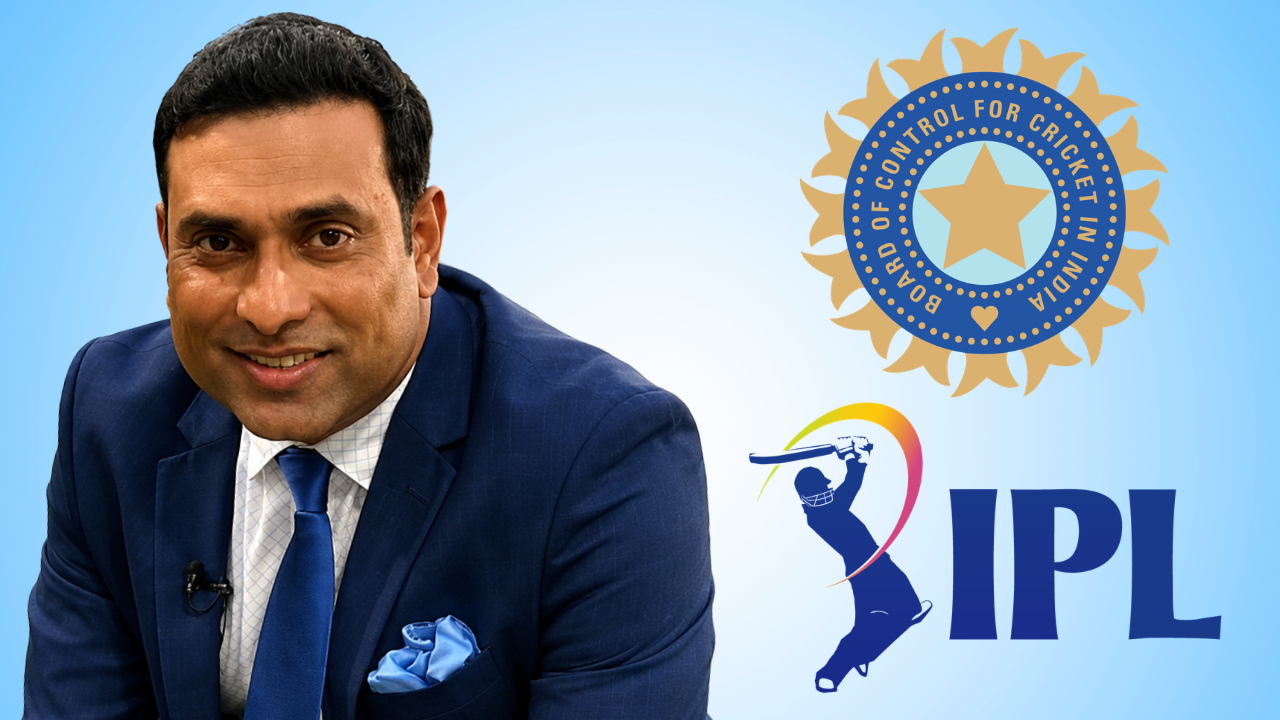 VVS Laxman with BCCI and IPL logos